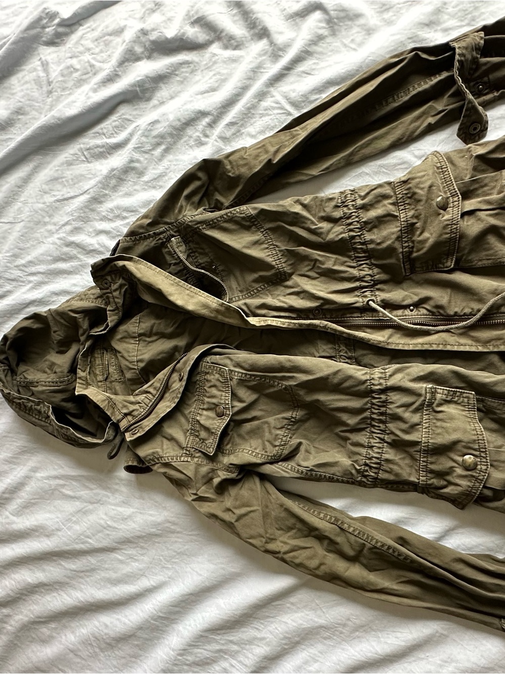 Olive Green Hooded Utility Jacket